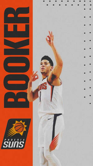 Devin Booker Orange Suns Poster Wallpaper