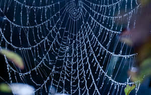 Dewy Spider Web Morning Wallpaper