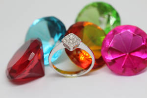 Diamond Ring Colorful Gemstones Wallpaper