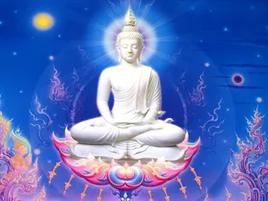 Digital 3d White Buddha Wallpaper