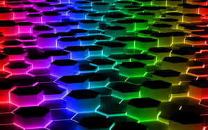 Digital Art Cool Colored Three-dimensional Hexagon Abstract Wallpaper