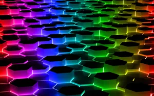 Digital Art Cool Colored Three-dimensional Hexagon Abstract Wallpaper