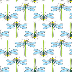 Digital Dragonfly Pattern Wallpaper