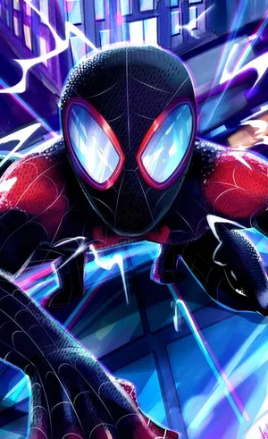 Digital Painting Amazing Spider Man Miles Morales Iphone Wallpaper