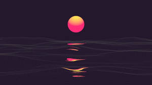 Digital Sunset Over Water Backgrounds Wallpaper