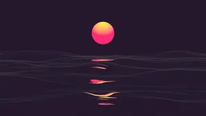 Digital Sunset Over Water Backgrounds Wallpaper