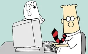 Dilbert And Dogbert On Monitor Wallpaper