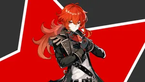 Diluc With Red Star Wallpaper