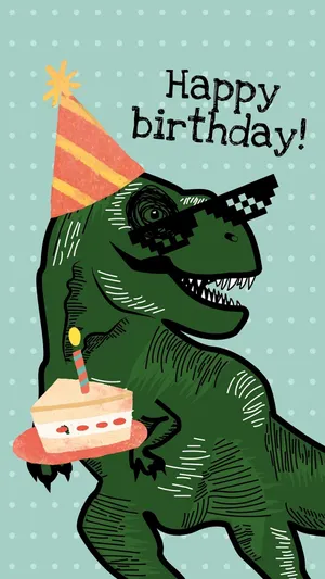 Dinosaur Birthday Celebration Card Wallpaper