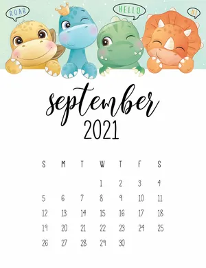 Dinosaurs September Calendar 2021 Wallpaper