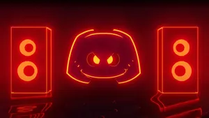 Discord Logo Neon Speakers Art Wallpaper