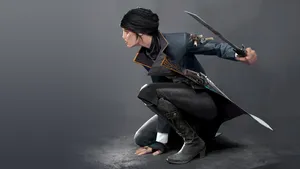 Dishonored 2 Emily Kaldwin Facing Left With Blade Wallpaper