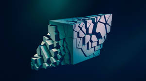 Disintegrating Platonic Solid Blue Background Wallpaper