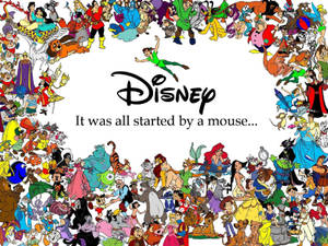 Disney Characters In White Wallpaper