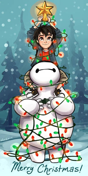 Disney Christmas Baymax And Hiro Wallpaper