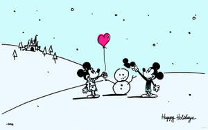 Disney Holiday Mickey Sketch Wallpaper