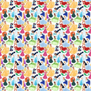 Disney Pattern With Princesses Wallpaper
