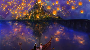 Disney Tangled Rapunzel And Flynn Painted Art Wallpaper