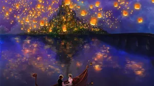 Disney Tangled Rapunzel And Flynn Painted Art Wallpaper