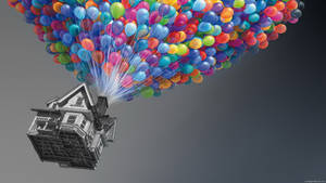 Disney Up House Flying Colorful Balloons Wallpaper