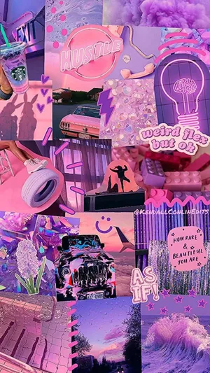 Dive Into The Serenity Of Pastels - Aesthetic Pink Collage Wallpaper
