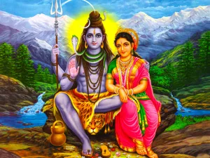 Divine Love Representation With Shiva & Parvati Wallpaper