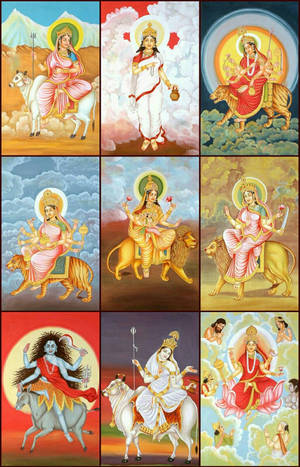 Divine Manifestations Of Goddess Durga Wallpaper