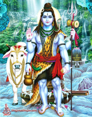 Divine Shiv Shankar In Majestic Waterfalls Hd Wallpaper Wallpaper