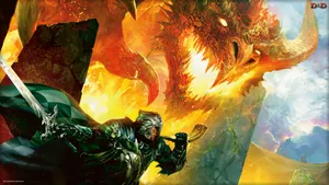 Dnd Fire Dragon Attack Wallpaper
