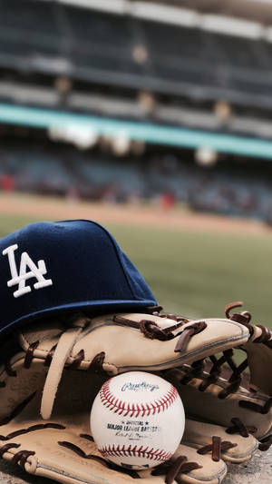 Dodgers Baseball Cap Glove Ball Wallpaper