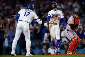 Dodgers Celebration Against Giants Wallpaper