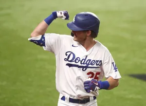 Dodgers Player Celebrating Hit Wallpaper