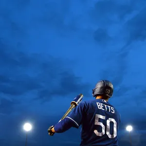 Dodgers Player Ready At Dusk Wallpaper