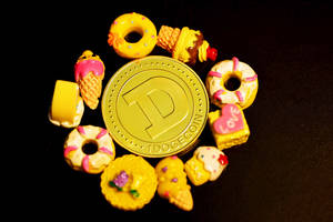 Dogecoin Sweets Black Wallpaper