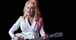 Dolly Parton White Sequin Guitar Wallpaper