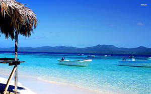 Dominica Beach With Boats Wallpaper