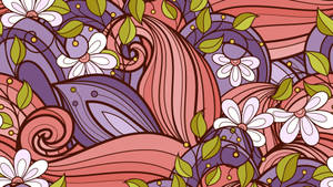 Doodle Abstract Floral Pattern Wallpaper