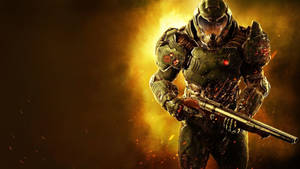 Doom Hd Doomguy With Shotgun Wallpaper