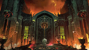 Doomguy Standing Defiantly At Hell’s Gate Wallpaper