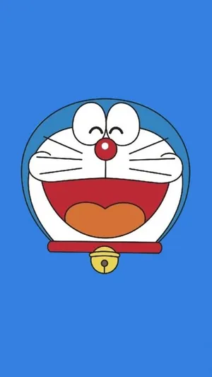 Doraemon Cartoon On Blue Background Wallpaper
