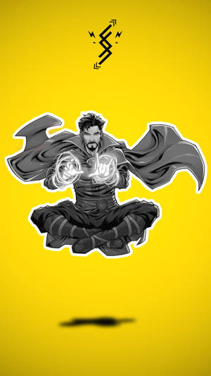 Dr Strange Levitating Yellow Background Wallpaper