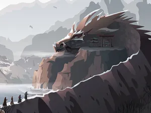 Dragon Rock Vector Art Wallpaper