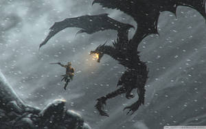 Dragon Vs Dragonborn Elder Scrolls Wallpaper