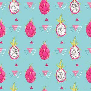 Dragonfruit Cute Patterns Pastel Green Background Wallpaper