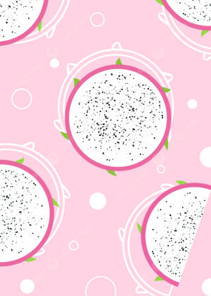 Dragonfruit Slices Cute Pink Background Pattern Wallpaper