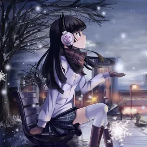 Dramatic Anime School Girl At Winter Ipad Wallpaper