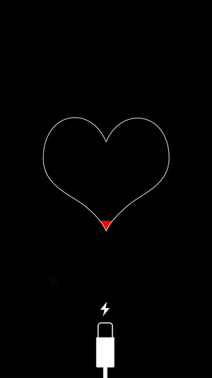 Dramatic Black Heart Iphone With Low Battery Wallpaper