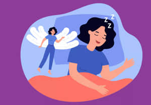 Dreaming Womanwith Angel Wings Illustration Wallpaper