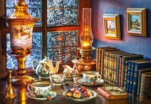 Dreamy Winter Night With A Warm Cup Of Tea Wallpaper