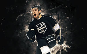 Drew Doughty Shouting Powerfully In A Game, Illuminated With Sparkling Effects Wallpaper